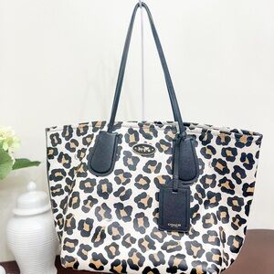 Coach Animal Print Tote - Black and Tan